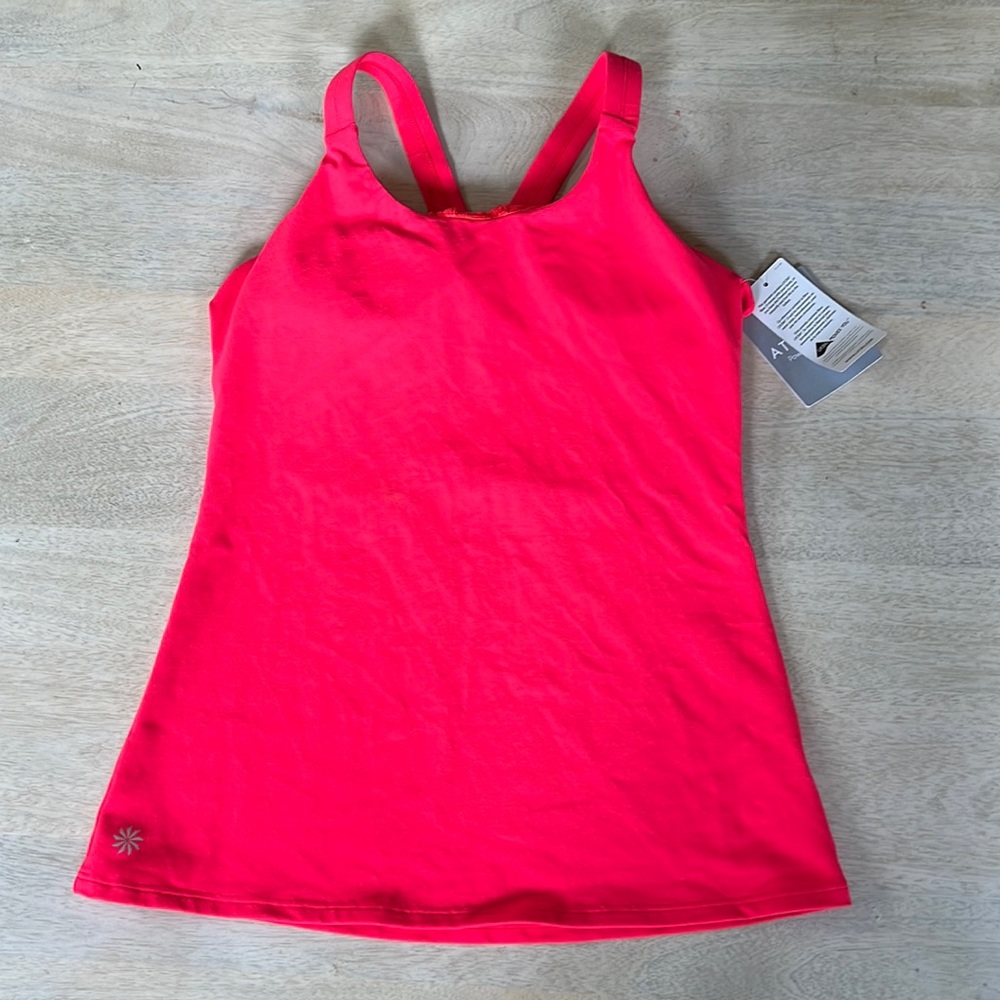 Athleta razorback tank.  Built in bra.  Bright coral Size: M
